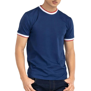 2026 New Arrival Fashion Men's Ringer <b>T</b>-<b>Shirt</b> 100% Cotton Ribbed <b>Neckline</b> Heavy Thick Athletic Gym Training 300g Eco-Friendly - Product Image 1