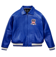 Blousons en cuir Avirex bleus pour hommes 2026 – 100 % cuir véritable – Collection Icône Avirex