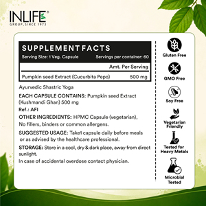 Cápsulas de Extracto de Semilla de Calabaza 500mg Cucurbita Pepo Fitosteroles con Zinc 60 Unidades Soporte para Cabello y Próstata a Granel - Product Image 4