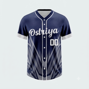 100% Polyester Full <b>Button</b> Short Sleeve Baseball Shirt Front Logo Quick Dry Breathable Anti-Bacterial V-neck Sports Wear Adults - Product Image 6