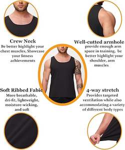 Débardeur noir en coton compressé de haute qualité, séchage rapide, pour la gym et l'entraînement, gilet côtelé pour usage décontracté - Product Image 5