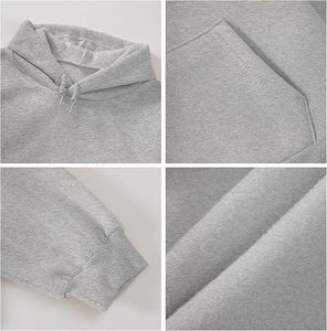 Sweat-shirt à capuche gris pour homme, coupe classique, couleur unie, en molleton 100% coton, décontracté, pour le printemps, brodé - Product Image 5