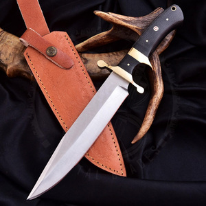 Handmade Industrial Grade Stainless Steel Hunting Bowie Knife Straight <b>Edge</b> Clip Point Customizable Leather Sheath Camping Knife - Product Image 1