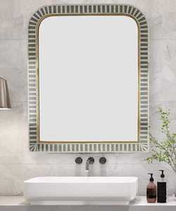Cadre de miroir personnalisé avec incrustation d'os, présentant un artisanat artisanal et des détails exquis. - Product Image 3
