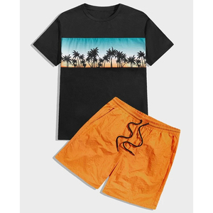 ชุดเซ็ตเสื้อยืดและกางเกงขาสั้นผู้ชายคุณภาพสูงสำหรับฤดูร้อน สไตล์ลำลอง ชุดลำลอง 2 ชิ้น - Product Image 5