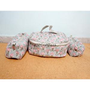 Ensemble de 3 trousses de toilette matelassées faites à la main en 100 % coton avec fermeture éclair, imperméables, réutilisables et écologiques, petites pochettes de maquillage - Product Image 2