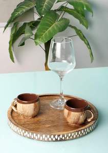 Plateau de service en bois artisanal et créatif, élégant plateau décoratif pour la cuisine, les collations, les desserts et les apéritifs au meilleur prix - Product Image 5