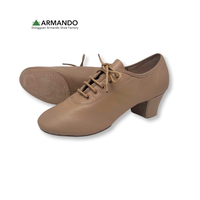 Chaussures de danse latine pour femmes Stock Armando en cuir pleine fleur, à lacets, talon de 2 pouces, semelle extérieure en daim, cuir véritable pour la danse de salon