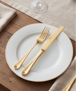 Ensemble de couverts plaqués or, 5 pièces, avec manches polies miroir, pour mariage, vaisselle élégante et usage en cuisine - Product Image 4