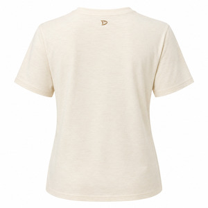 T-shirt crème à col rond pour femme avec fleurs au crochet et appliques soleil, manches courtes, décontracté, printemps-été - Product Image 3