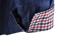 Chemise en jean à manches longues pour homme de qualité supérieure - 100% coton, coupe ajustée décontractée, boutonnée - Product Image 6
