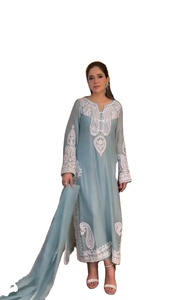 Traditional Ethnic Stitched Pure Soft Nylon Organza <b>Silk</b> Embroidery RN Loose Fit Party <b>Kurta</b>/Kurti Women Winter Summer - Product Image 2