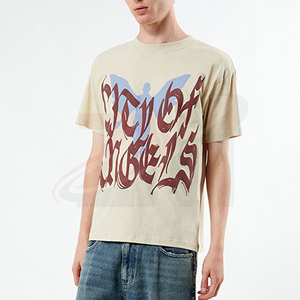 Camiseta estampada City Of Angels para hombre, camiseta informal de algodón de manga corta con cuello redondo y ajuste regular con logotipo frontal con estampado de letras - Product Image 4