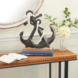 Handmade <b>Wooden</b> <b>Anchor</b> Sculpture with Rope Coastal Decor for Living Room Tabletop Display for Home Decor - Product Image 6