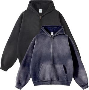 Wholesale Blank Hoodie Full Zip Hoodie Heavyweight Hoodie for Streetwear Brands Bulk Supply - Product Image 2