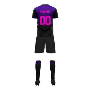 Custom Sublimated Soccer Jersey Set Men's Black Red Gradient Short Sleeve Moisture Wicking Football Uniform Adult Team Wear - Product Image 6
