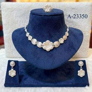 MOLL JEWELLERS Gold Plated Bridal Jewelry <b>Set</b> <b>Crystal</b> Stones Trendy Flower Necklace Earring <b>Set</b> for Women Wedding Engagement - Product Image 3