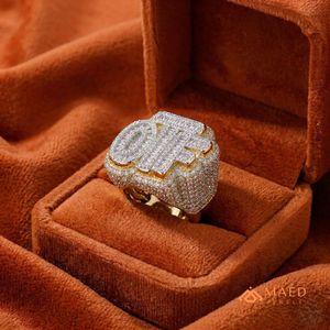 <b>Mens</b> Gold Tone Moissanite Letter <b>Ring</b> Luxury Hip Hop Statement Jewelry <b>for</b> Wedding Engagement Gift Stylish - Product Image 5