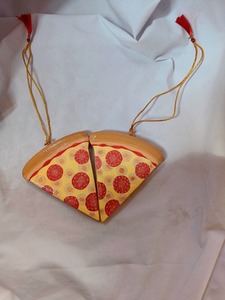Handmade <b>Wooden</b> Pizza <b>Slice</b> Hanging Ornament Full Color Hand Painted Festival Decor Triangle Shape Christmas Tree Decoration - Product Image 4