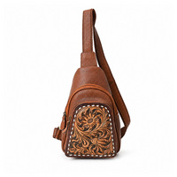 Sac bandoulière en cuir floral fait main pour femme, style western, sac à dos de poitrine vintage, fait main, pour voyage et usage quotidien, style mode