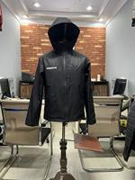 Veste en jean unisexe pour femme, coupe slim, à capuche, déchirée, courte, décontractée, avec patch brodé, délavée à l'acide, en coton tricoté à rayures