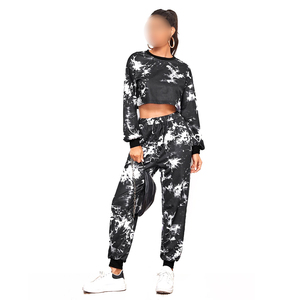 Women Crop Top And Sweatpants <b>Set</b> Comfortable Two Piece Jogger Tracksuit For Gym Workout, Yoga, And Lounge - Product Image 1