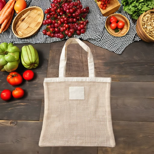 Sacs en filet de coton premium pour sac de transport avec longue poignée, sac de courses en filet lavable pour fruits, sacs en filet promotionnels - Product Image 1