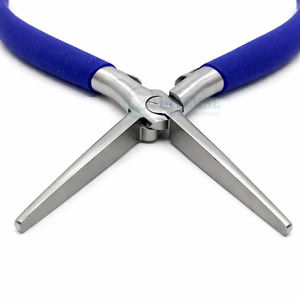 Alicates de punta larga de acero inoxidable de 7 pulgadas para extensiones de cabello, mango ergonómico azul, aguja de ganchillo, herramienta profesional para peinado. - Product Image 2