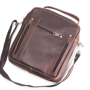 Sac bandoulière en cuir véritable personnalisé, vente en gros, sac messager tendance pour hommes et femmes, idéal pour les voyages et l'usage quotidien - Product Image 5