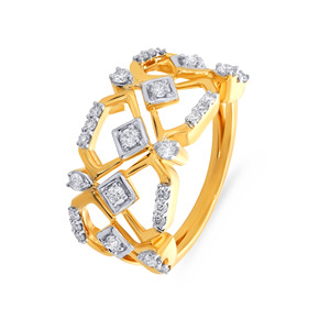 Anillo de Diamantes Rhombic Harmony, Oro de 18K, Diamantes Multiforma, Anillo Calado, Anillo Geométrico Minimalista para Mujer - Product Image 1