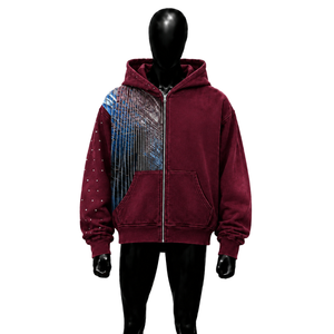 MAROON OVERSIZED ZIP HOODIE Winter 100% Cotton Breathable Acid Washed Solid Casual Style - Product Image 1