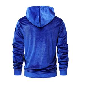 เสื้อฮู้ดกำมะหยี่ผู้ชายคุณภาพดี สีน้ำเงิน แขนยาว ไซส์ใหญ่ สไตล์สตรีทแวร์ สำหรับผู้ใหญ่ - Product Image 2