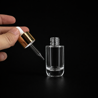 Nouvel emballage cosmétique, flacon compte-gouttes en verre de 30 ml, flacon à fond épais, flacon en verre à épaule plate pour huile essentielle, logo personnalisé