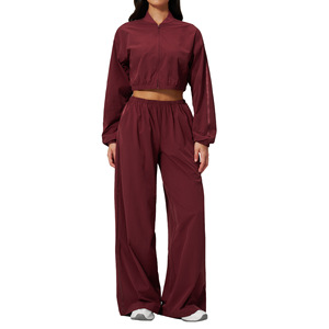 Conjunto de Yoga para Mujer, Color Sólido, 95% Nailon, 5% Elastano, Sin Mangas, Cintura Alta Elástica, Transpirable, Protección Solar, Secado Rápido - Product Image 1