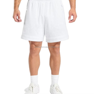 Pantalones cortos de malla con bolsillo y cremallera para hombre de alta calidad personalizados deportes de verano gimnasio ropa informal con patrón sólido recién llegado al por mayor - Product Image 5