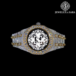 Reloj de Lujo de Primera Calidad con Diamantes Plateados, Reloj de Pulsera de Cuarzo de Acero Inoxidable con Cristales, Disponible para Exportación - Product Image 3