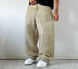 กางเกงยีนส์เดนิมทรงตรงขาบานหลวมสไตล์โอเวอร์ไซส์สำหรับผู้ชายใส่ในฤดูหนาว เป็นมิตรกับสิ่งแวดล้อม แห้งเร็ว - Product Image 1