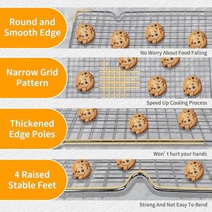 Cooling <b>Racks</b> for Cooking & <b>Baking</b> Heavy Duty 10\" X 16\" Wire Cookie <b>Rack</b> 2-Pack Bakeware Set for Roasting & Grilling - Product Image 3