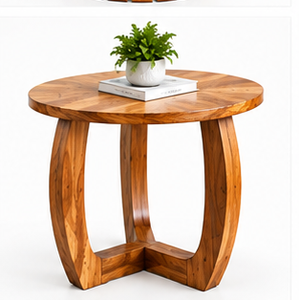 Table d'appoint ronde moderne en bois massif avec plateau réglable pour salon, chambre à coucher, décoration de maison, cadeau de pendaison de crémaillère - Product Image 1