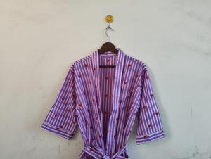 Vêtements de détente légers pour l'été, robe kimono en coton à imprimé cœur - Product Image 3