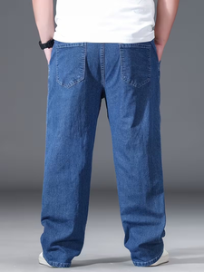 <b>Men's</b> <b>Jeans</b> Pants <b>Men</b> Straight Stylish Street Wear Washed Relaxed Fit Mid Waist Casual Cotton Denim Pant - Product Image 3