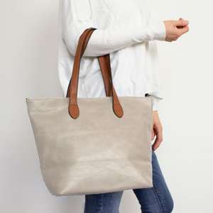 Sacs fourre-tout d'affaires vintage en cuir véritable pour femmes, grande capacité, avec fermeture éclair et broderie de logo personnalisée, vente en gros 2026 - Product Image 3