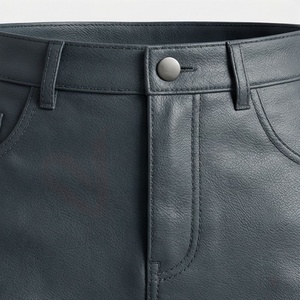 Mini-jupe taille haute en similicuir pour femme, style moto, coupe trapèze unie avec fente - Product Image 4