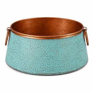 Handcrafted Copper Vessel Wash <b>Basin</b> with Turquoise Hammered Finish Luxury Countertop Bathroom Sink Premium Bathroom wash <b>basin</b> - Product Image 1