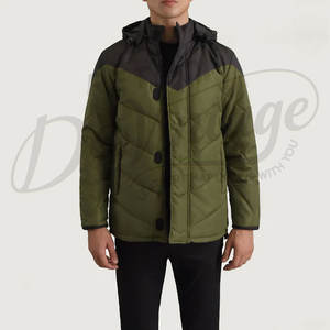 Chaqueta de invierno para hombre de dos tonos, con capucha, estilo parka, informal, cálida, acolchada, cortavientos, para uso en exteriores. - Product Image 1