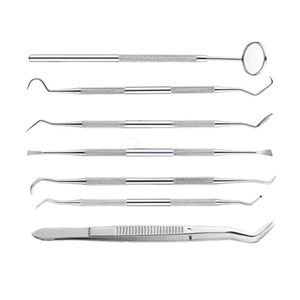 Kit de Examen Dental de 6 Piezas, Espejo de Acero Inoxidable, Pinzas, Raspador, Sonda Exploradora para Procedimientos de Diagnóstico, Personalizado - Product Image 2