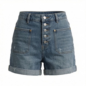 Shorts de Mezclilla Modernos para Mujer, Cintura Alta, Holgados, Transpirables, Estilo Urbano, Casuales de Verano, Tela Elástica, Color Personalizado - Product Image 1