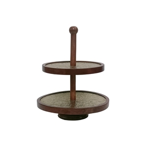 3 Tier <b>Wooden</b> Cake <b>Stand</b> Gold Branch Metal Handle Rustic Tiered <b>Cupcake</b> Dessert <b>Display</b> Server For Wedding - Product Image 3