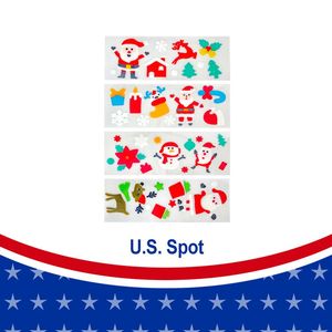 Christmas Window <b>Stickers</b> 12 <b>Sheets</b> with Winter Designs Gel Cling Santa Claus Snowman Snowflakes Reindeer - Product Image 6