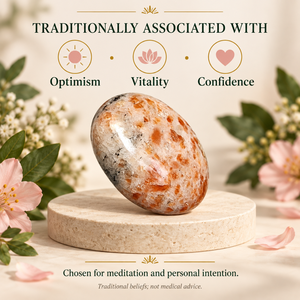 Pierre de méditation ovale en pierre de soleil naturelle polie, pierre de méditation anti-anxiété, décoration d'intérieur, cadeau - Product Image 4